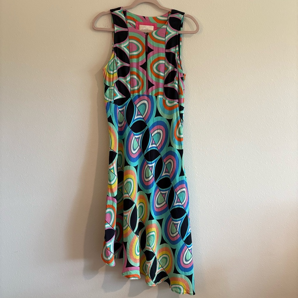 Anthropologie Kenzie Asymmetrical Dress Knee-Length Sleeveless Women’s 10 Retro - Picture 4 of 10